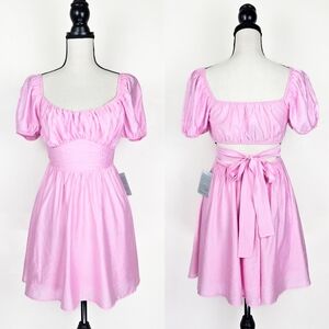 🦋LAST🦋 NWT Blu Pepper Puff Sleeve Back Tie Mini Dress, Pink